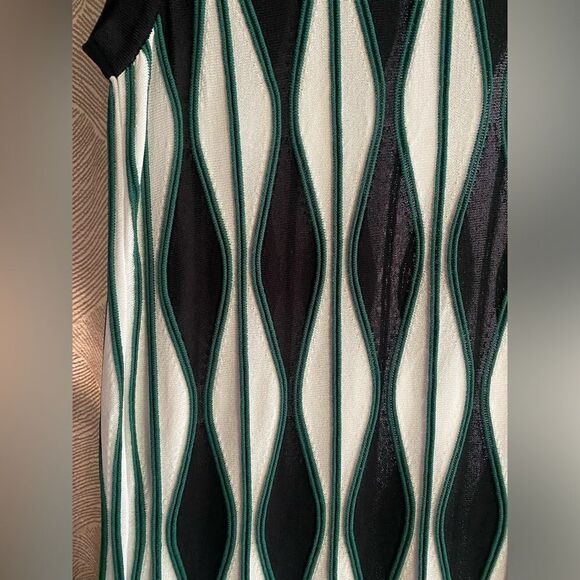 Eva Franco Mod Print Crew Neck Sleeveless Pullover Midi Dress Black Green Size M - Picture 12 of 16